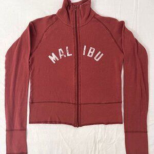 Hollister Women’s Red “Malibu” Zip-Up Sweatshirt, Size Large, Y2K Vintage